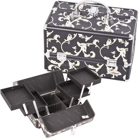 Black Floral Cosmetic Case