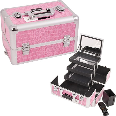 E3305crpk Pink Crocodile Pro Makeup Case