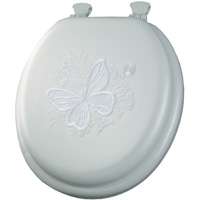 Bemis 1386ec-000 Round Toilet Seat Embroidered, Trio Of Butterfly Design