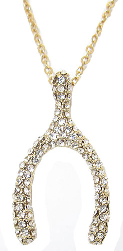 0124gn Pave Crystal Wishbone Pendant With Adjustable Chain