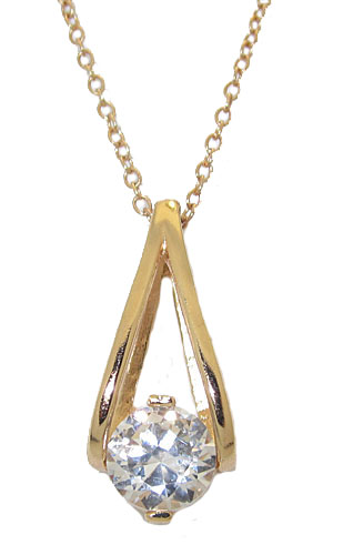 177nkg Bird Cage Pendant With Cubic Zirconia Center Stone