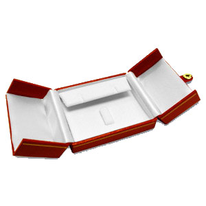 Red Leatherette, 2 Door Jewelry Ring And Earring Box