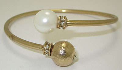 B3209prx Pearl Double Ball Bangle Bracelets