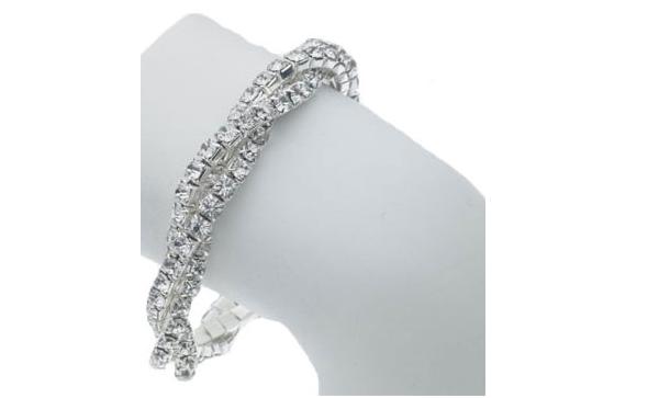 B615w 2 Row Twisted Stretch With Genuine Swarovski White Crystal