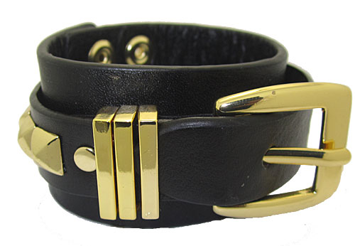 187br Leather Buckle Bracelet Gold And Coffee Brown