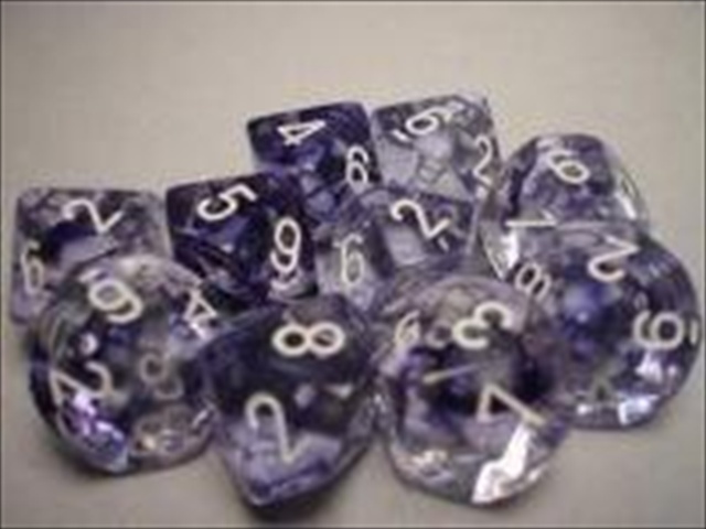 Manufacturing 27208 D10 Clamshell Set Of 10 Dice - Nebula Black With White Numbering