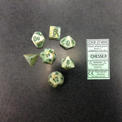Manufacturing 27409 Marble Green With Dark Green Dice Set Of 7