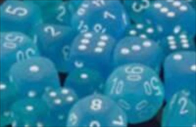 Manufacturing 27416 Frosted Cold With White Numbers Dice Set Of 7