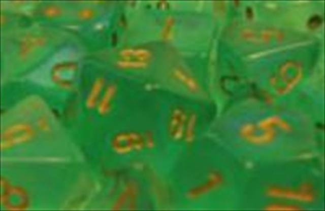 Manufacturing 27425 Borealis Light Green With Gold Numbering Dice Set Of 7