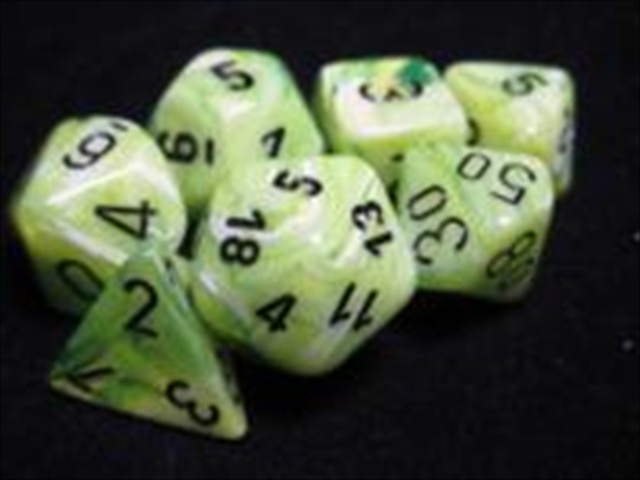 Manufacturing 27430 Vortex Bright Green With Black Numbering Dice Set Of 7