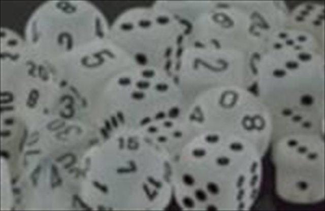 Manufacturing 27601 16 Mm Frosted Clear With Black Numbering D6 Dice Set Of 12