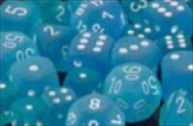Manufacturing 27616 16 Mm Frosted Carribean Blue With White Numbers D6 Dice Set Of 12