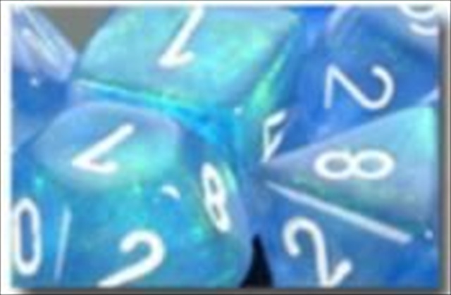 Manufacturing 27626 16 Mm Borealis Blue With White Numbers D6 Dice Set Of 12