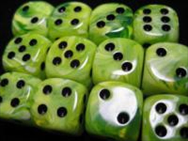 Manufacturing 27630 16 Mm Vortex Bright Green With Black Numbering D6 Dice Set Of 12