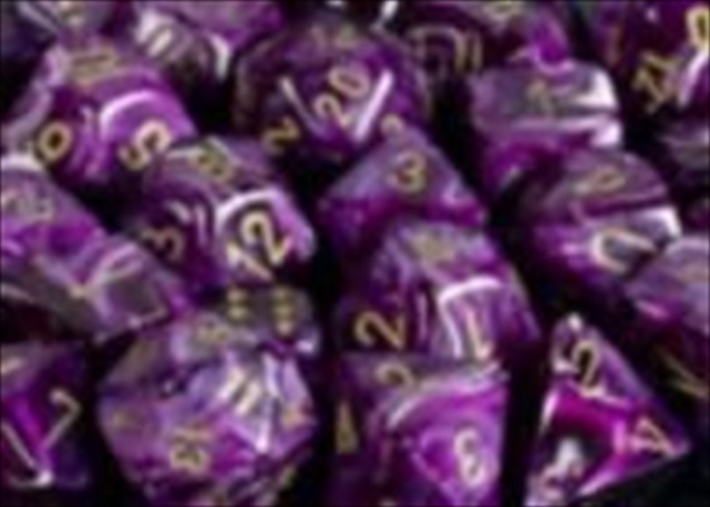 Manufacturing 27637 16 Mm Vortex Purple With Gold Numbers D6 Dice Set Of 12