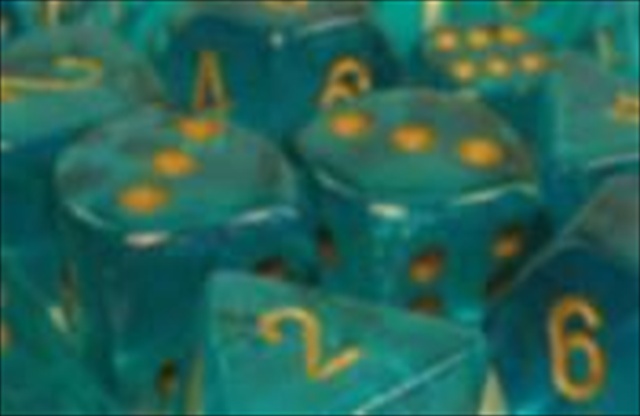 Manufacturing 27686 16 Mm Borealis Teal With Gold Numbering D6 Dice Set Of 12