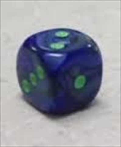 Manufacturing 27696 16 Mm Lustrous Dark Blue With Green Numbers D6 Dice Set Of 12
