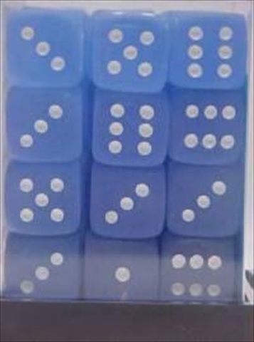 Manufacturing 27806 12 Mm Frosted Blue With White Numbers D6 Dice Set Of 36