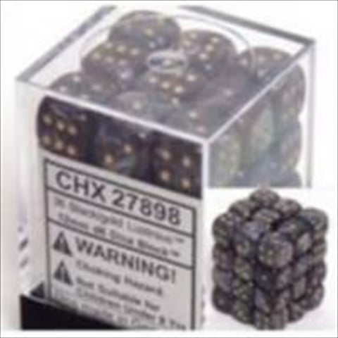 Manufacturing 27898 12 Mm Lustrous Black With Gold Numbers D6 Dice Set Of 36