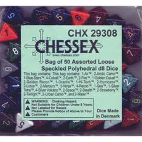 Manufacturing 29308 Speckled D8 Poly Assorted Bagged Dice, Bag - 50