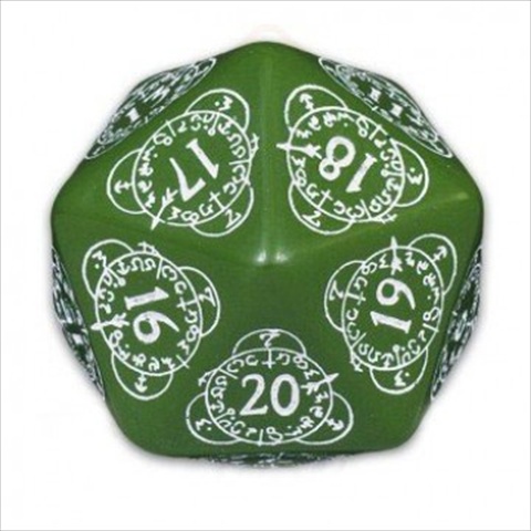 Q-workshop 20lev14 D20 Card Game Level Counter 1, Green & White