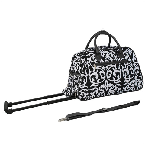 8110522021t 21 In. Vacation Deluxe Carry-on Rolling Duffel Bag, Black Damask