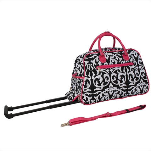 8110522021t-f 21 In. Vacation Deluxe Carry-on Rolling Duffel Bag, Pink Damask