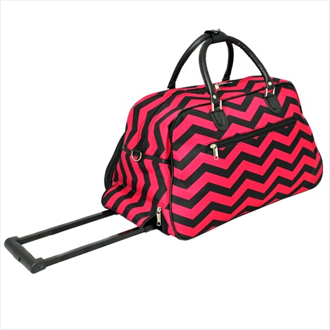 8112022-165bf 21 In. Zigzag Collection Carry-on Rolling Duffel Bag, Black Fuchsia