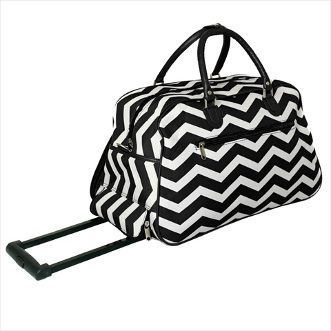 8112022-165bw 21 In. Zigzag Collection Carry-on Rolling Duffel Bag, Black White