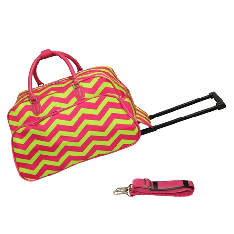 8112022-165fg 21 In. Zigzag Collection Carry-on Rolling Duffel Bag, Pink Lemonade