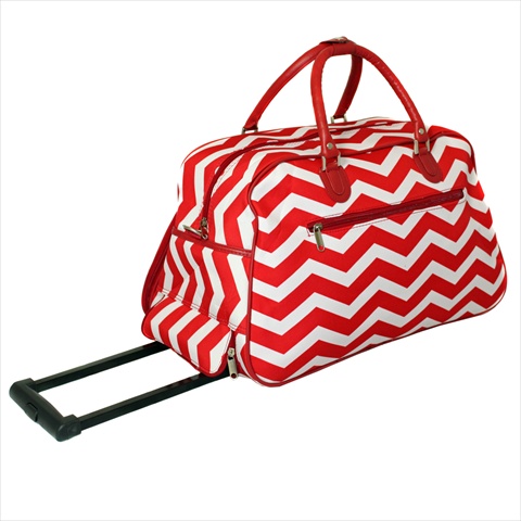 8112022-165rw 21 In. Zigzag Collection Carry-on Rolling Duffel Bag, Red White