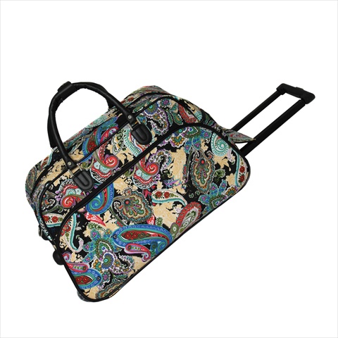 8112022-181 21 In. Designer Prints Carry-on Rolling Duffel Bag, Multi Paisley