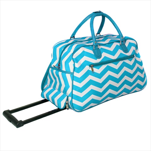 8112022-633 21 In. Designer Prints Damask Carry-on Rolling Duffel Bag, Black & Blue