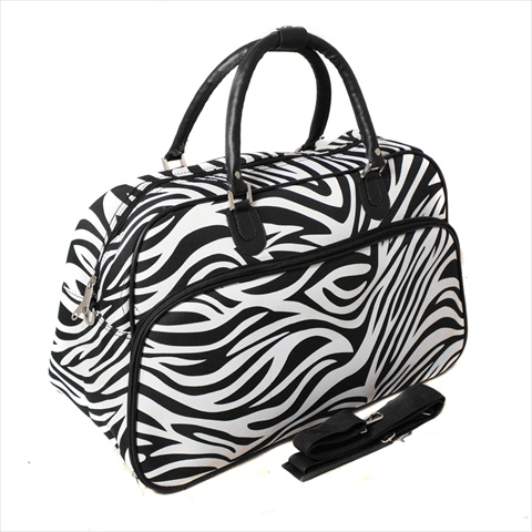 812014-163 21 In. Zebra Carry-on Shoulder Tote Duffel Bag, Black