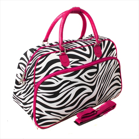 812014-163-f 21 In. Zebra Carry-on Shoulder Tote Duffel Bag, Pink