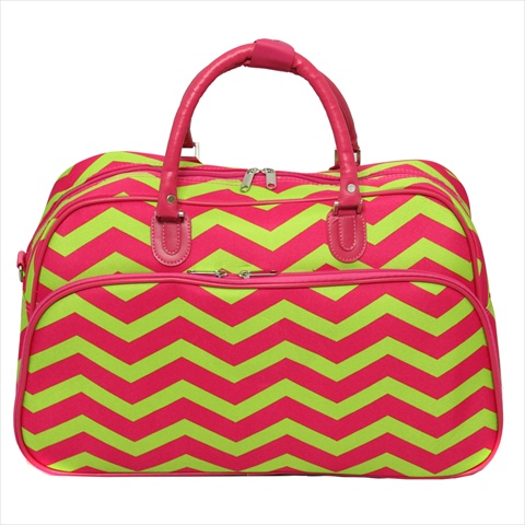 812014-165f-g 21 In. Zigzag Carry-on Shoulder Tote Duffel Bag, Pink Lemonade