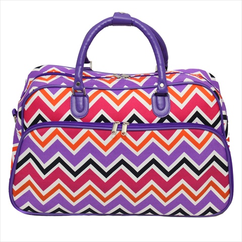 812014-172 21 In. New Age Zigzag Carry-on Shoulder Tote Duffel Bag, Purple Trim