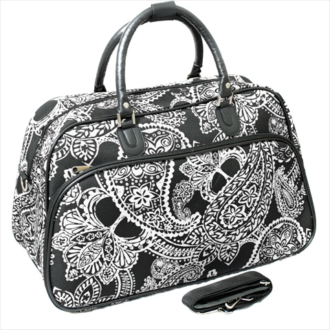 812014-640 21 In. Bandana Carry-on Shoulder Tote Duffel Bag, Black & White