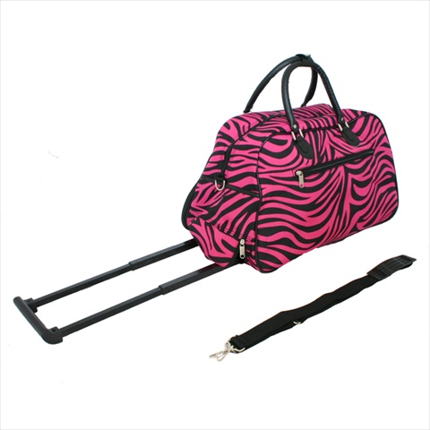 8136122021t-b-f 21 In. Vacation Deluxe Carry-on Rolling Duffel Bag, Pink Fuchsia Zebra
