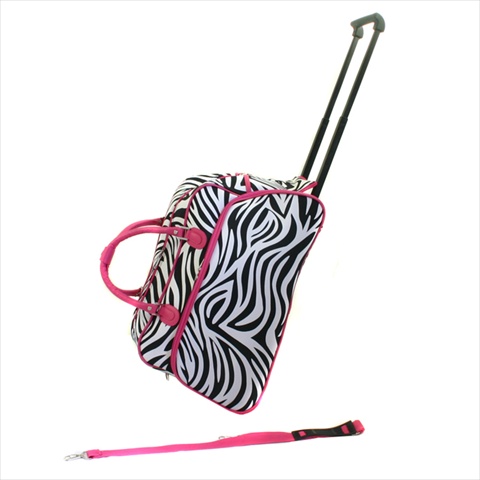 8136122021t-f 21 In. Vacation Deluxe Carry-on Rolling Duffel Bag, Pink Zebra