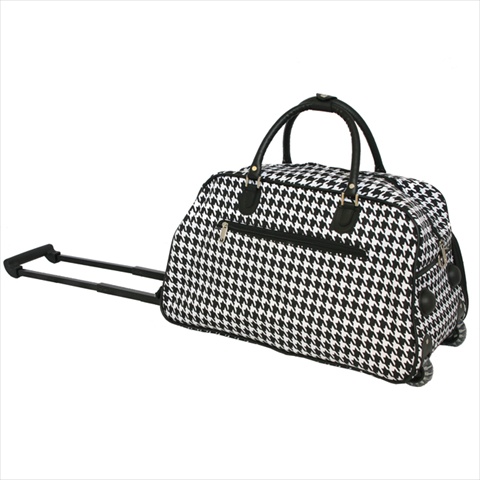 8160622021t-b-w 21 In. Vacation Deluxe Carry-on Rolling Duffel Bag, Black Houndstooth
