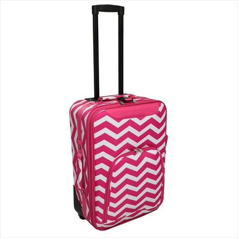 816701-165f-w 20 In. Chevron Print Rolling Carry-on Luggage Suitcase - Fuchsia