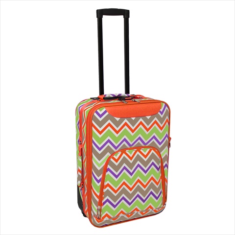 816701-171 20 In. Chevron Multi-print Rolling Carry-on Luggage Suitcase, Orange