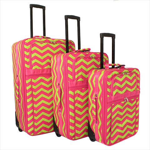 818903-165f-g 21 In. Zigzag Prints Expandable Upright Luggage Set, Pink Lemonade - 3 Piece