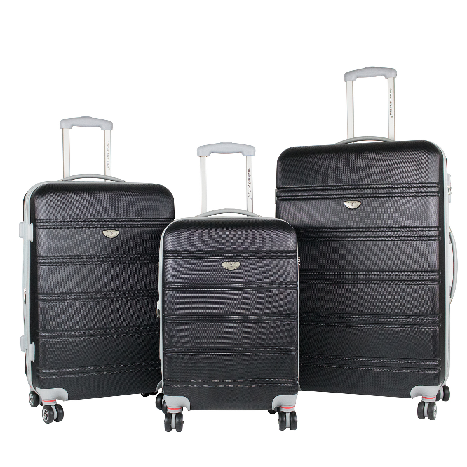 Lg2020-black Expandable Hardside Spinner Luggage Set With Tsa Locks, Black - 3 Piece