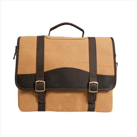 Cl605 16 In. Elk Valley Canvas And Leather Computer Briefcase, Brown