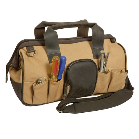 Cl606 16 In. Big Sky Canvas And Leather Tool Bag, Brown