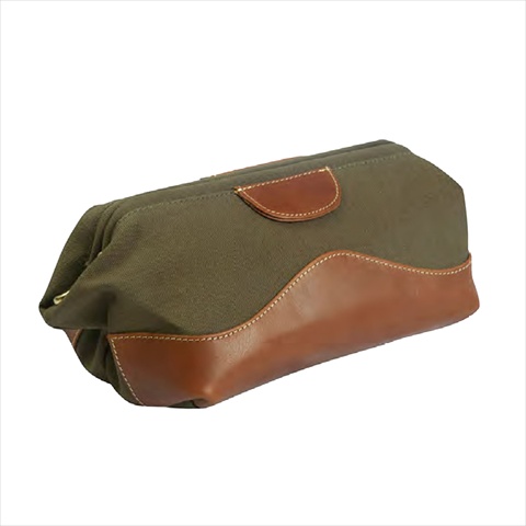 Cv401 Crystal Cave Leather And Canvas Toiletry Bag, Green