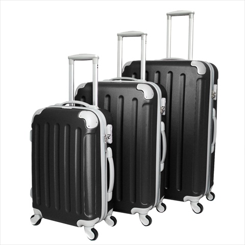 25dj-606-black Departures Hardside Spinner Combination Lock Luggage Set, Black - 3 Piece