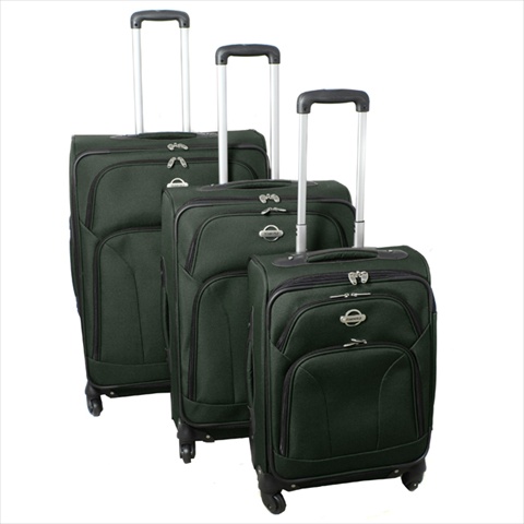 736300-olive Expandable 360 Degree Spinner Upright Luggage Set, Olive - 3 Piece